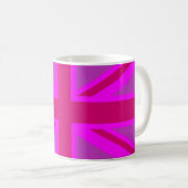 Hot-roze Fuchsia Union Jack Decor Koffiemok (Voorkant rechts)