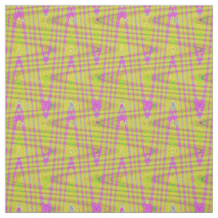 Hot-Roze Fuschia Yellow Wave Print Pattern Fabric Stof