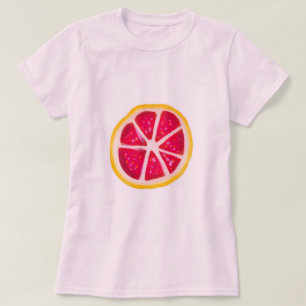 Hot-roze gele Citrus Grapefruit Slice T-shirt