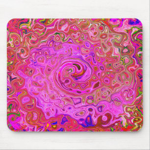 Hot-roze gemarmerde kleuren Abstract Retro Swirl Muismat