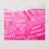 Hot-roze Geometric Mesh Pattern verjaardag op elke Briefkaart (Voorkant)