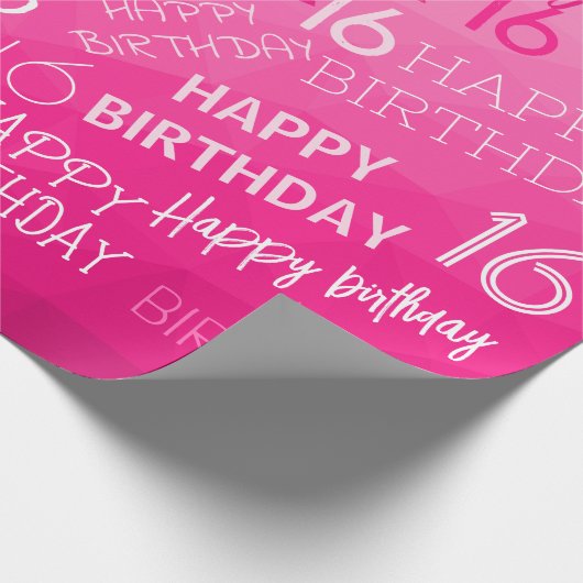 Hot-roze Geometric Mesh Pattern verjaardag op elke Cadeaupapier (Hoek)