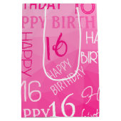 Hot-roze Geometric Mesh Pattern verjaardag op elke Medium Cadeauzakje (Achterkant)