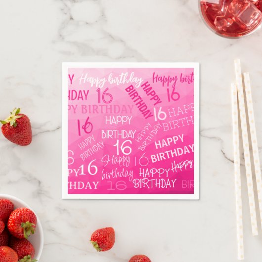Hot-roze Geometric Mesh Pattern verjaardag op elke Servet (Insitu)