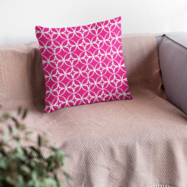 Hot-roze geometrisch patroon kussen (Creator heeft geüpload)