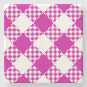 Hot-roze Gingham Gecontroleerd Square Onderzetter