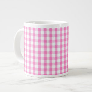 Hot-roze Gingham-patroon Jumbo Mok