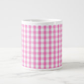 Hot-roze Gingham-patroon Jumbo Mok (Voorkant)