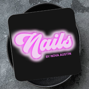 Hot Roze Glam Beauty Salon Nail Tech QR-code Vierkante Visitekaartje
