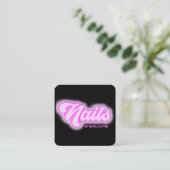 Hot Roze Glam Beauty Salon Nail Tech QR-code Vierkante Visitekaartje (Staand voorkant)