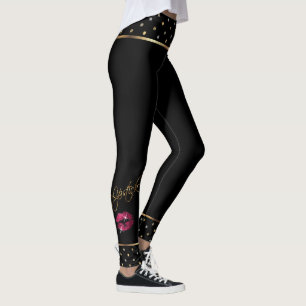 Hot-roze glazen lippenstift leggings