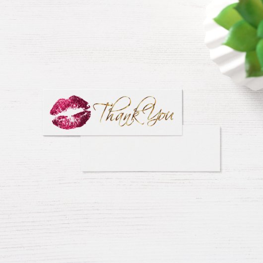 Hot-roze glazen lips - Hartelijk dank - Wit Mini Visitekaartjes (Bureau)