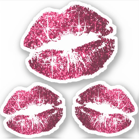 Hot-roze glazen lips - Kus-Cut Sticker (Voorkant)