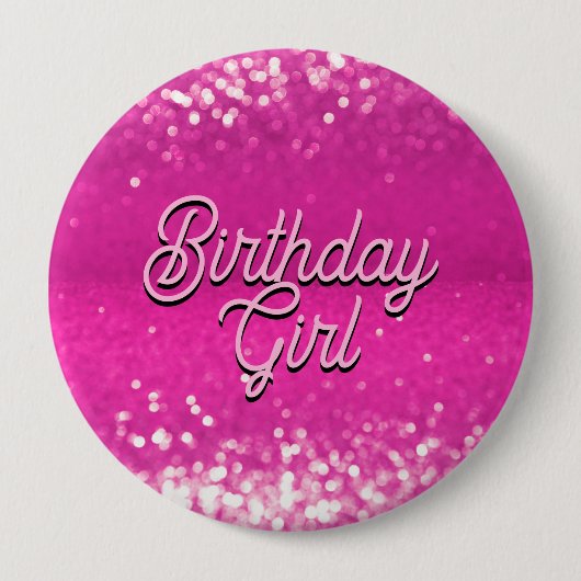 Hot roze glitter bokeh aangepaste tekst ronde button 4,0 cm (Voorkant)