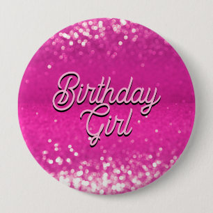 Hot roze glitter bokeh aangepaste tekst ronde button 4,0 cm