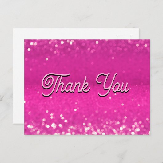 Hot roze glitter bokeh dank u briefkaart (Voorkant / Achterkant)