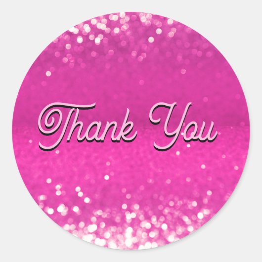 Hot roze glitter bokeh dank u ronde sticker (Voorkant)