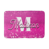 Hot roze glitter bokeh monogram badmat (Voorkant)