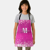 Hot roze glitter bokeh monogram schort (Insitu)