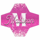 Hot roze glitter bokeh monogram voetbal (Enkel)