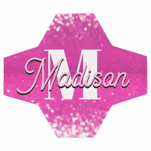 Hot roze glitter bokeh monogram voetbal (Enkel)