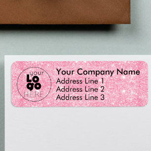 Hot-roze Glitter Business Logo Return-adres Etiket