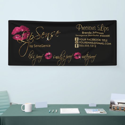 Hot-roze glitter en Gold Lips Spandoek (Beurs)