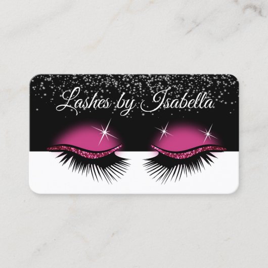 Hot-roze glitter - Eyelashes Visitekaartje (Voorkant)