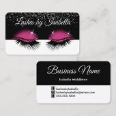 Hot-roze glitter - Eyelashes Visitekaartje (Voorkant / Achterkant)