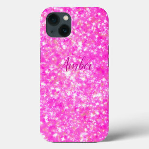 Hot Roze Glitter Glans Elegante Persoonlijke iPhone 13 Hoesje