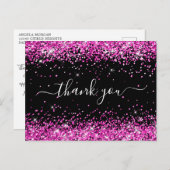 Hot Roze Glitter Zwart 40e Verjaardag Bedankt Briefkaart (Voorkant / Achterkant)