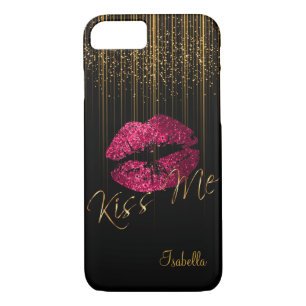 Hot-roze glitterlampen en Gold Glitter Star-lampje iPhone 8/7 Hoesje