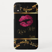 Hot-roze glitterliften en goudmarmer Case-Mate iPhone case (Achterkant)