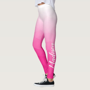 Hot roze Gradient Geometric Mesh Pattern Jouw naam Leggings