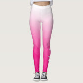 Hot roze Gradient Geometric Mesh Pattern Jouw naam Leggings (Voorkant)