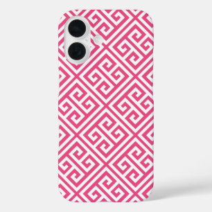 Hot-roze Grieks sleutelpatroon iPhone 16 Hoesje