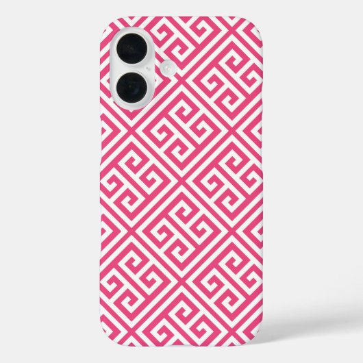 Hot-roze Grieks sleutelpatroon Case-Mate iPhone Case (Achterkant)