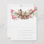 Hot Roze & Grijs  Vogels Wedding RSVP (Achterkant)
