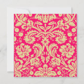 Hot-roze groene crème Damask Weddenschap Kaart (Achterkant)