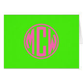 Hot-roze groene poppencirkel rond monogram DIY BG (Voorkant Horizontaal)