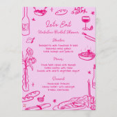 Hot Roze Hand Getrokken Whimsical Wedding Menu (Voorkant)