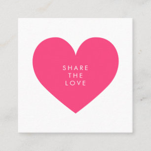 Hot-roze hart Deel de referentiekaart voor de lief Aanbevelingskaartje