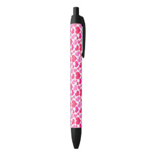 Hot-roze harten barsten met liefde zwarte inkt pen