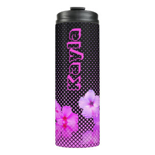 Hot roze Hibiscus gepersonaliseerd Thermosbeker
