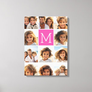 Hot-roze installagram Foto Collage Aangepast monog Canvas Afdruk