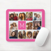 Hot-roze installagram Foto Collage Aangepast monog Muismat (Met muis)