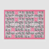 Hot-roze installagram Foto Collage Aangepast monog Tissuepapier (Voorkant)