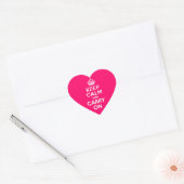 Hot-roze kalm houden en doorgaan hart sticker (Envelop)