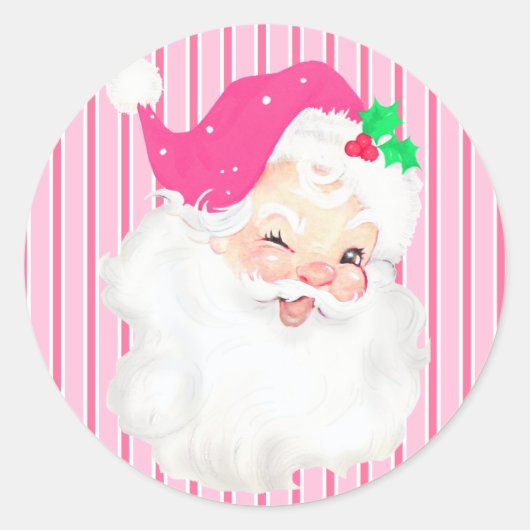 Hot-roze  kerstkerstbeker ronde sticker (Voorkant)