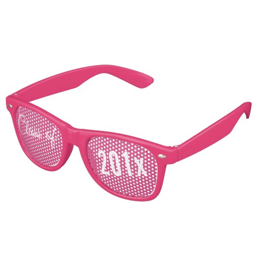 Hot-roze - Klasse met aangepast jaar en middelbare Retro Zonnebril (Gekanteld)